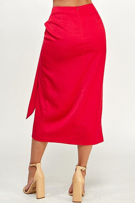 Midi Skirt with Front Knot Detail - RK Collections Boutique