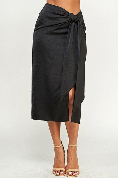 Midi Skirt with Front Knot Detail - RK Collections Boutique