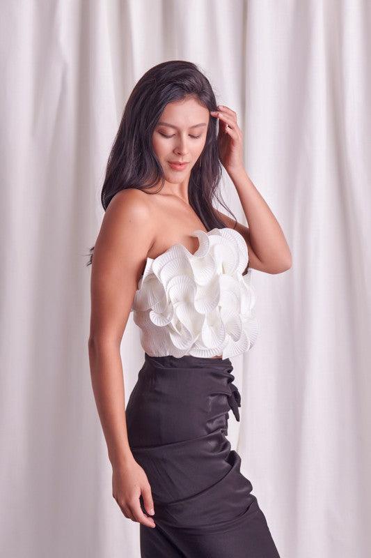 ruffle hem wire strapless top - RK Collections Boutique