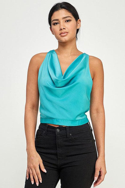 Sleeveless Top with Cowl Neck Detail - RK Collections Boutique