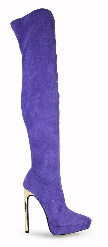 suede over the knee stiletto boot