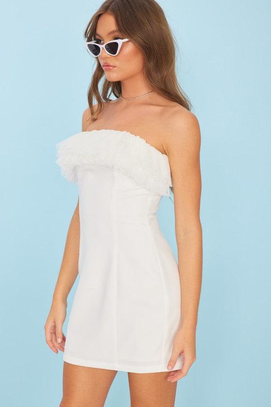 ruffle trim strapless dress - RK Collections Boutique