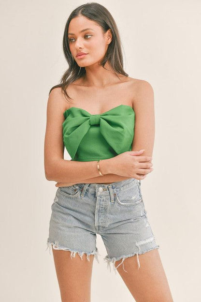 crop bow tie strapless top - RK Collections Boutique