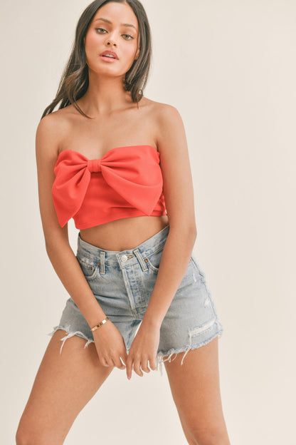 crop bow tie strapless top - RK Collections Boutique