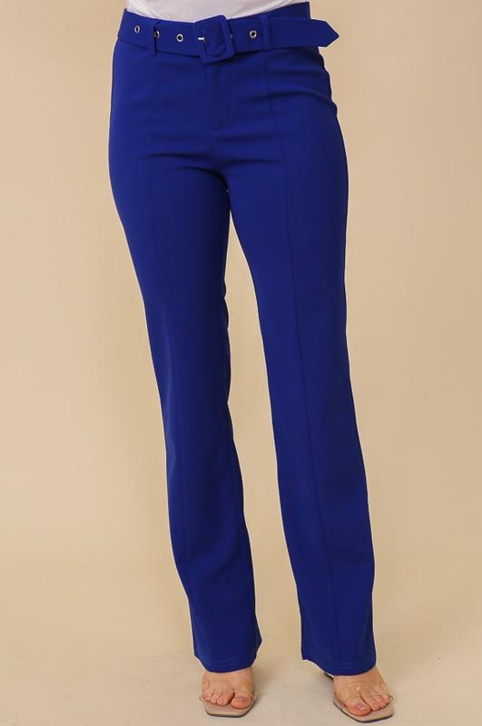 techno crepe high waisted belted pants - RK Collections Boutique