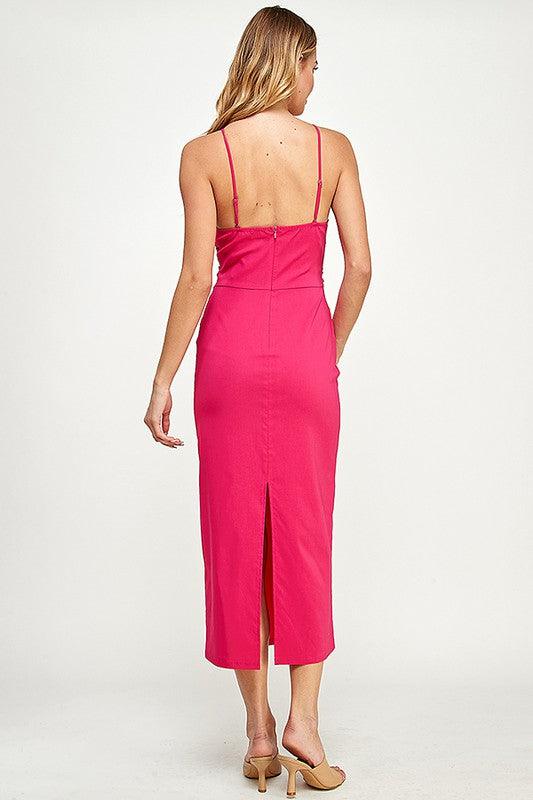 criss cross halter midi dress w/bead detail - RK Collections Boutique