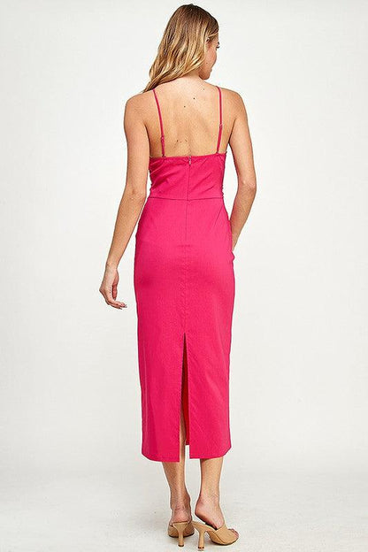 criss cross halter midi dress w/bead detail - RK Collections Boutique