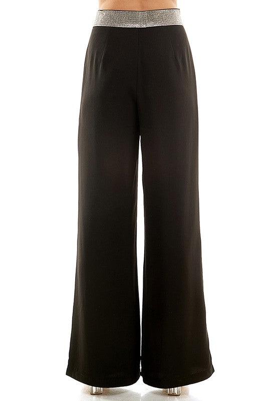 rhinestone waistband wide leg pant - RK Collections Boutique