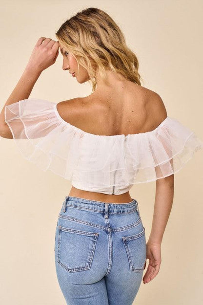 off the shoulder ruffled crop top - RK Collections Boutique
