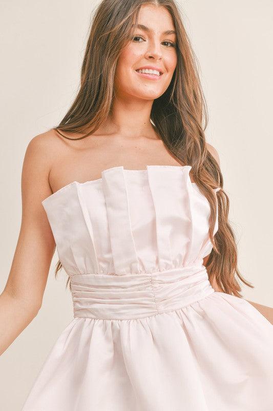 strapless pleated fit & flare dress - RK Collections Boutique