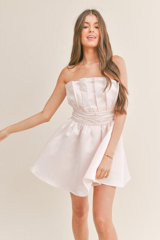 strapless pleated fit & flare dress - alomfejto