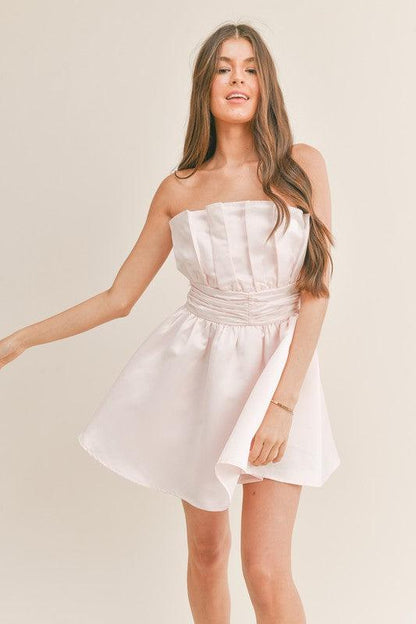 strapless pleated fit & flare dress - RK Collections Boutique