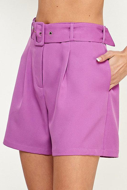 High waist belted shorts - RK Collections Boutique