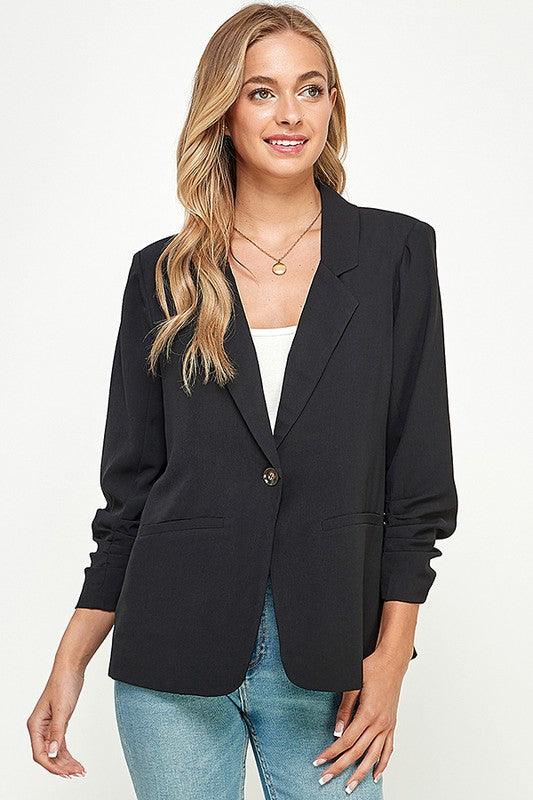 3/4 Sleeve Single Button Blazer - RK Collections Boutique