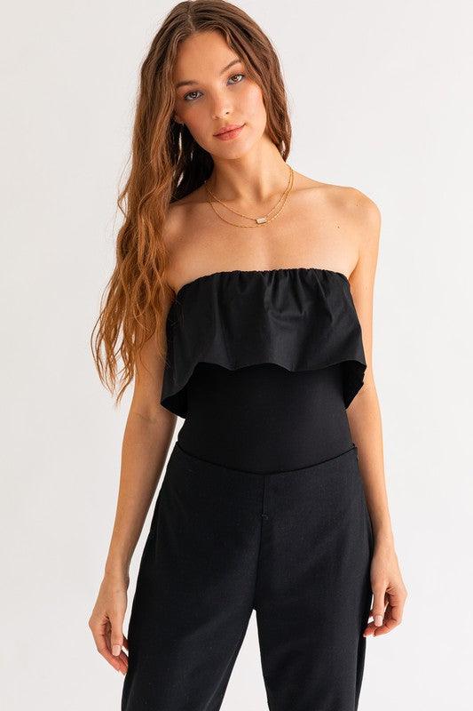 strapless ruffle bodysuit - RK Collections Boutique