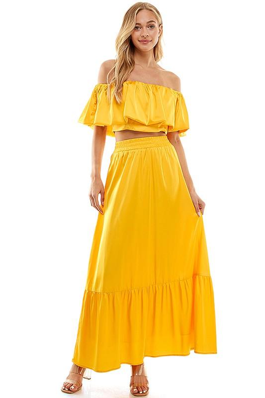 satin tiered maxi skirt - RK Collections Boutique