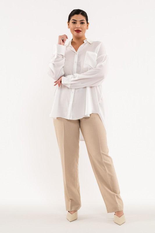 PLUS lightweight long sleeve button down top - RK Collections Boutique