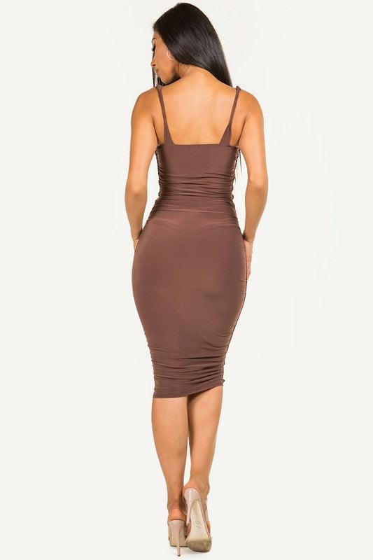 Twisted Straps Ruched Dress - alomfejto