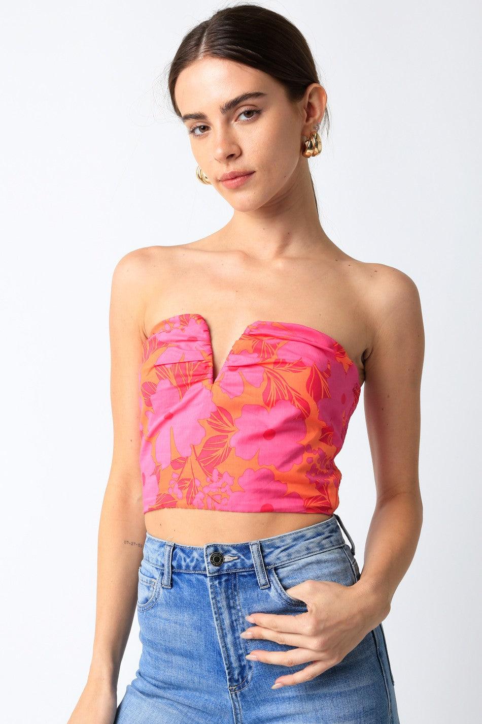 tropical strapless top - RK Collections Boutique