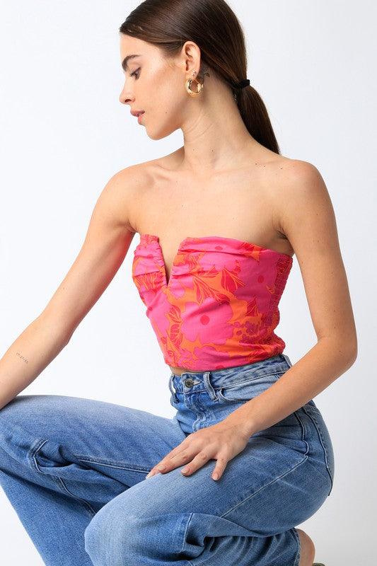 tropical strapless top - RK Collections Boutique