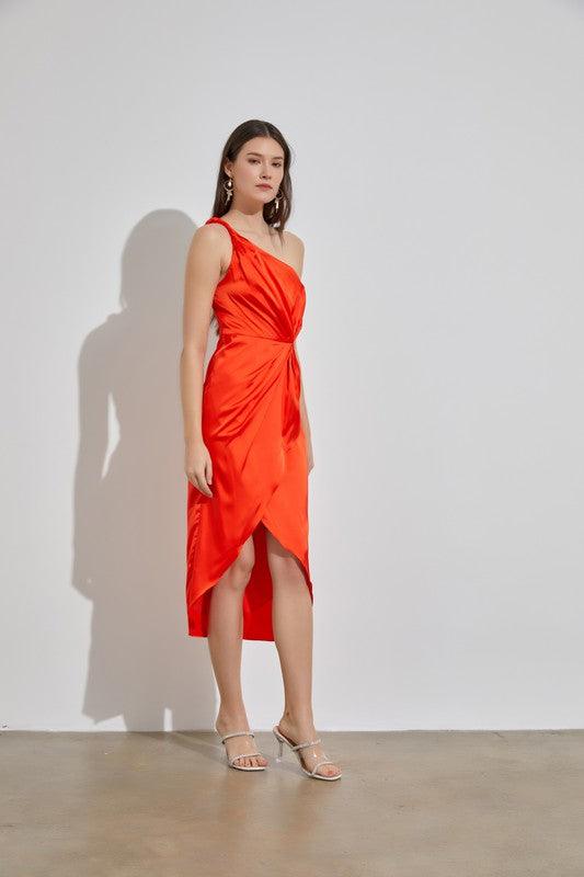 orange twist front dress Burnt Orange Plus Twist Front Plunge Midi Dress