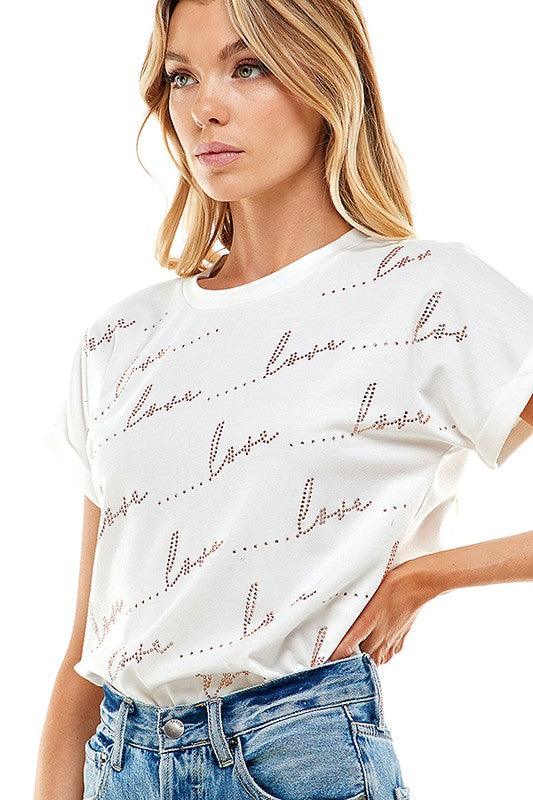 love studded graphic tee - RK Collections Boutique