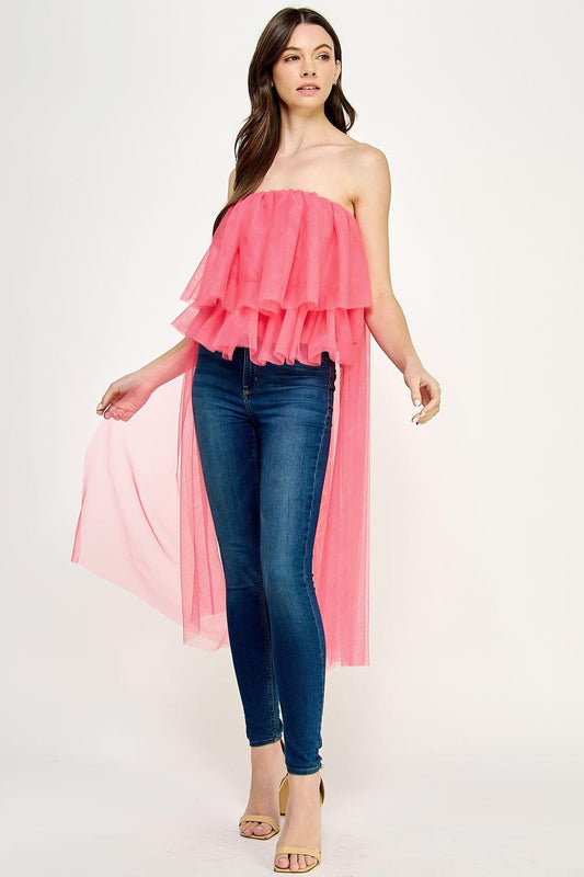 Strapless High Low Tiered Tulle Top - RK Collections Boutique