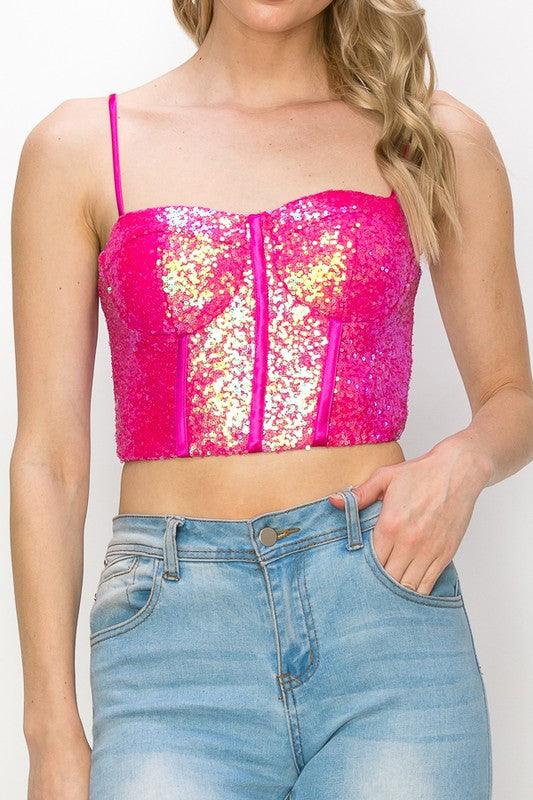 sequin bustier crop tank - RK Collections Boutique