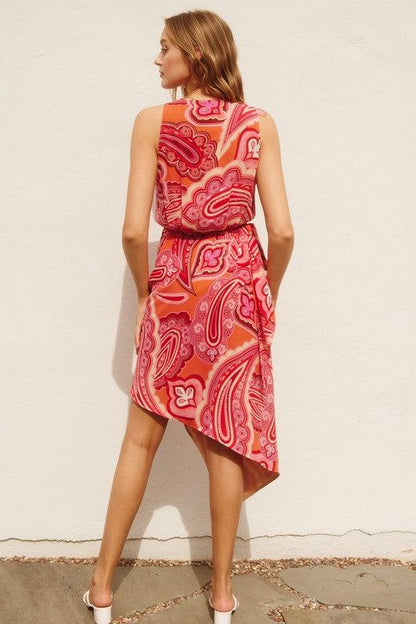 Asymmetrical Hem Midi Wrap Dress - RK Collections Boutique