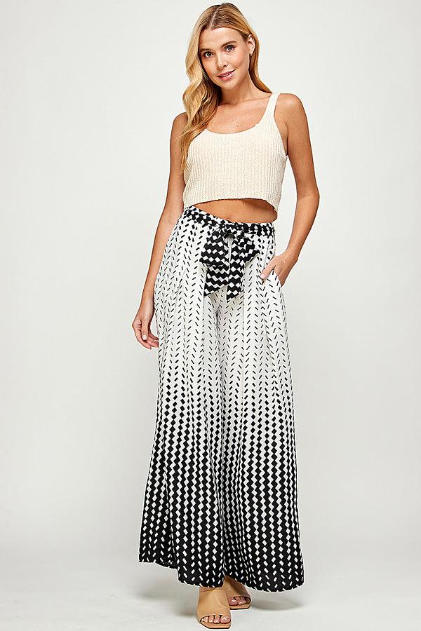 square print chiffon high waist pants - RK Collections Boutique