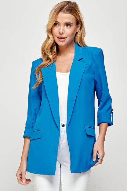 3/4 rolled sleeve blazer - RK Collections Boutique