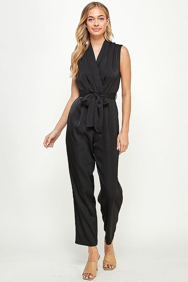 sleeveless surplice v-neck jumpsuit - RK Collections Boutique