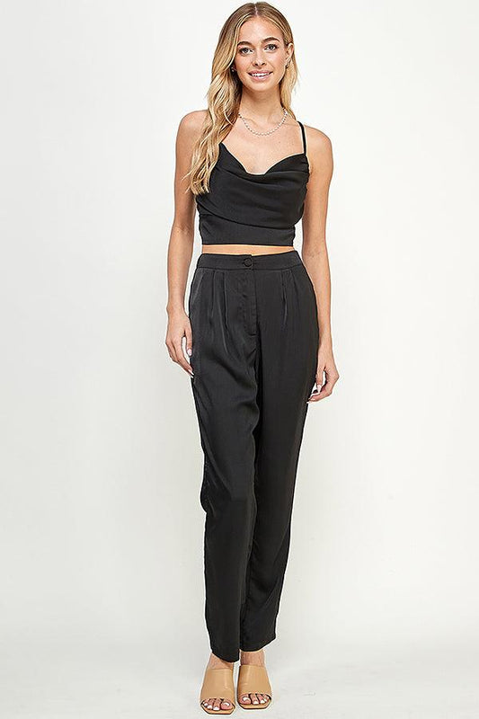 sleeveless cowl neck crop top & pants set - RK Collections Boutique
