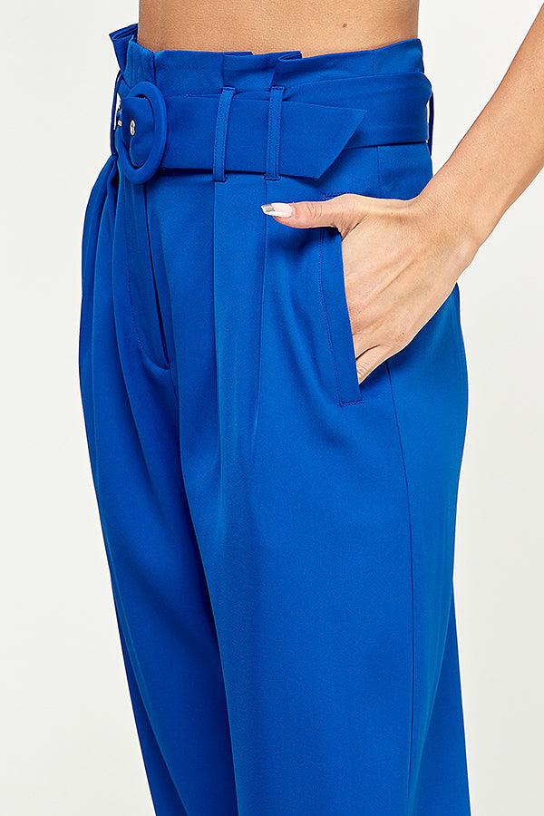 belted high waist wide leg pleated trouser - RK Collections Boutique