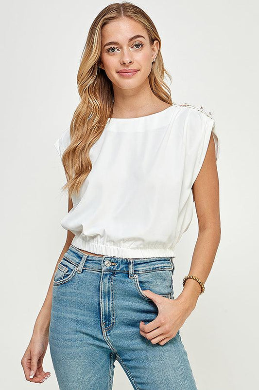 buckle shoulder sleeveless top - RK Collections Boutique