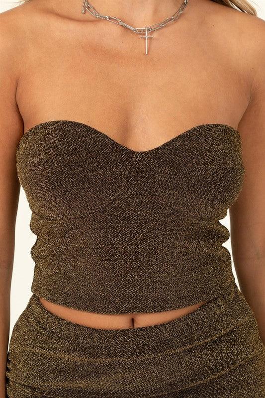 lurex knit strapless top - RK Collections Boutique