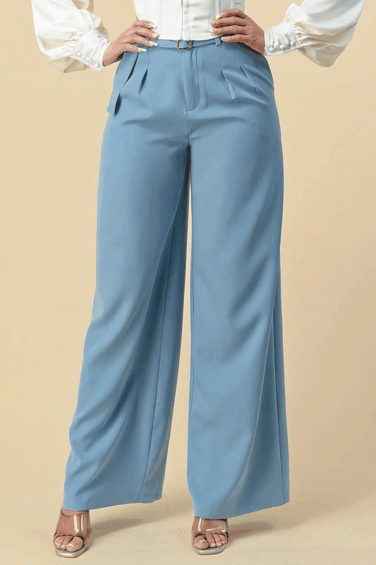high waist wide leg belted pants - alomfejto
