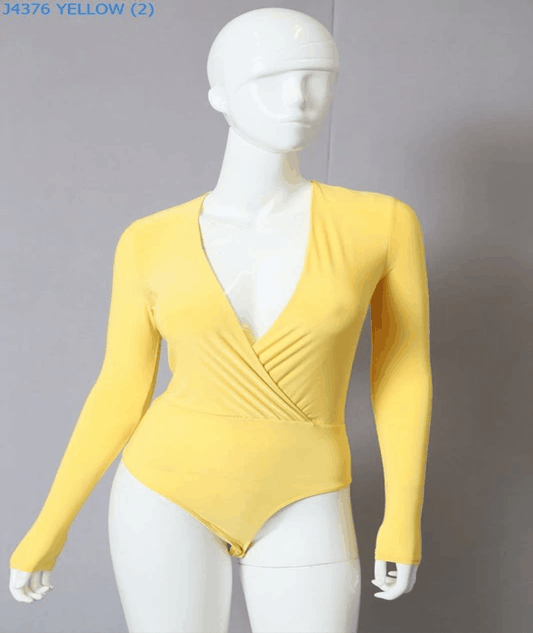 V-Neck Wrapped Snap Bottom Bodysuit - tarpiniangroup