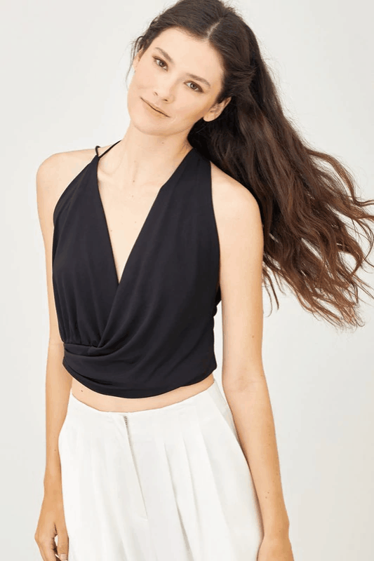 drape sleeveless surplice top - alomfejto