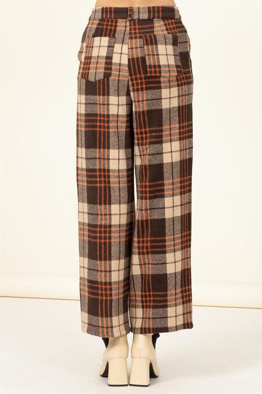 high waist flannel pants - RK Collections Boutique