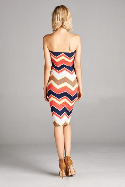 chevron print tube dress with lining - RK Collections Boutique