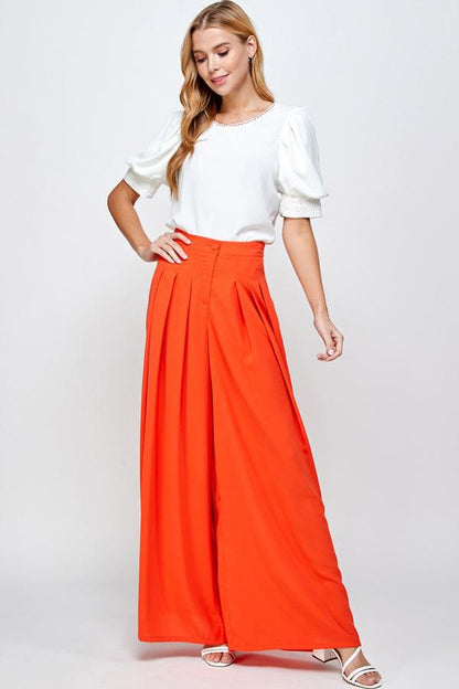 pleated wide leg pants - RK Collections Boutique
