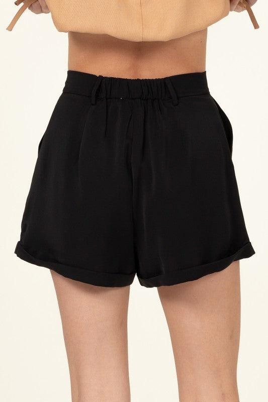 rolled hem high waist shorts - RK Collections Boutique