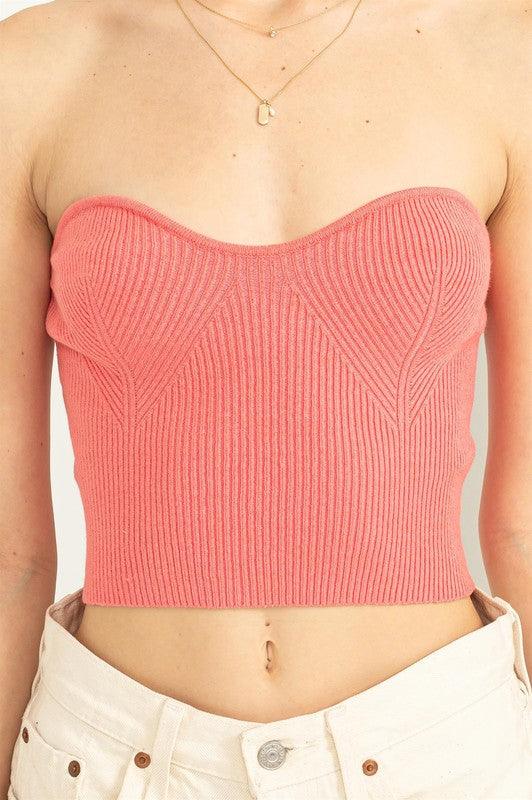 knit sweetheart strapless top - tikolighting