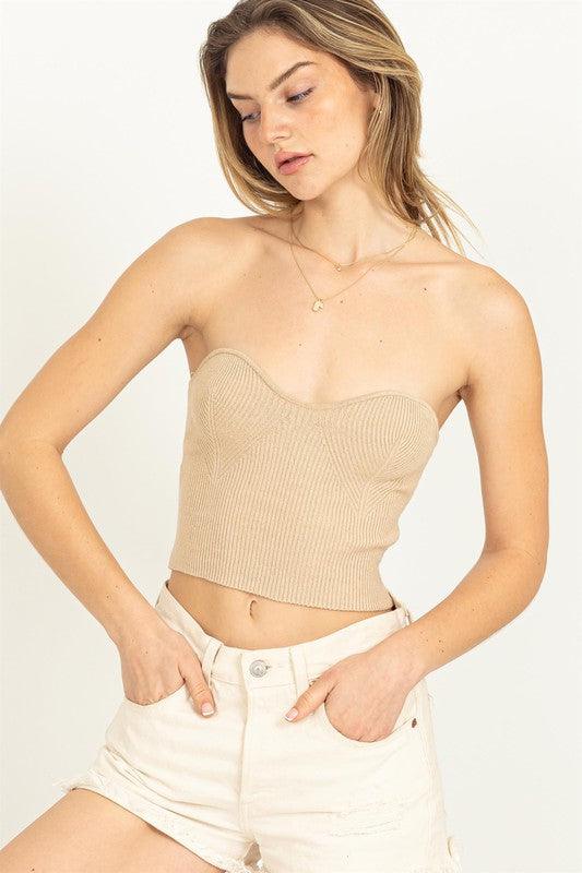 knit sweetheart strapless top - tikolighting