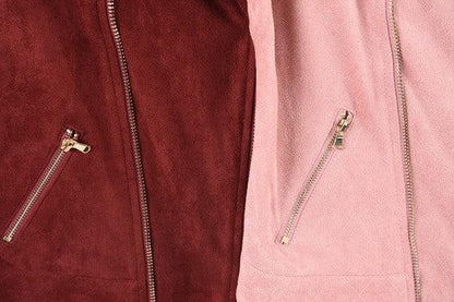 cropped suede zip up jacket - alomfejto