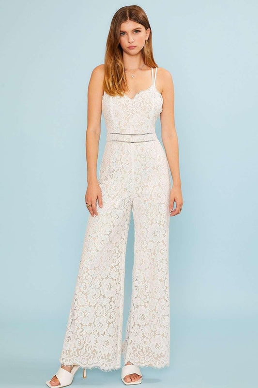 sleeveless scallop v-neck lace jumpsuit - RK Collections Boutique