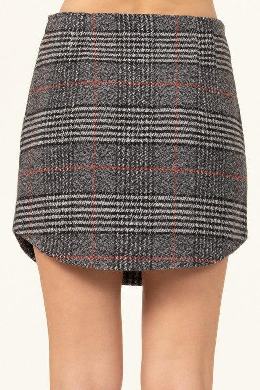 woven plaid mini skirt