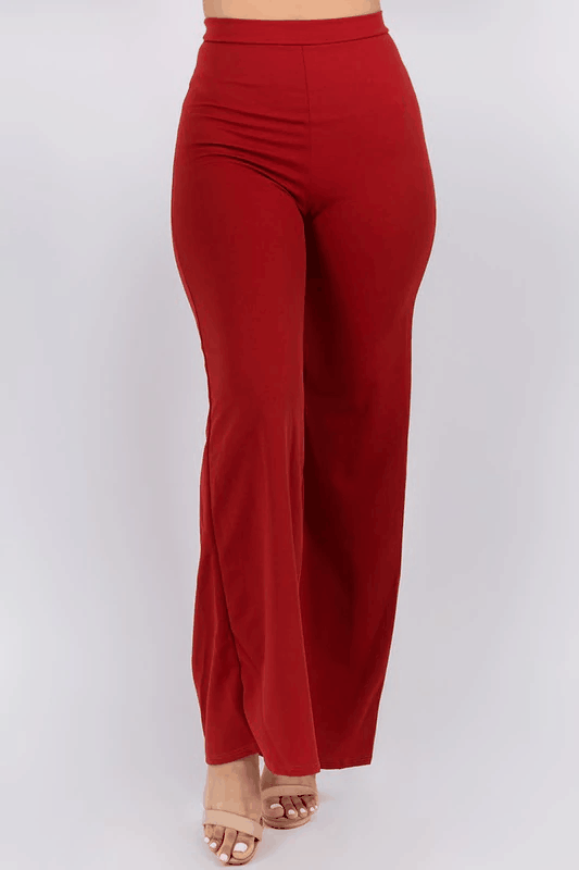 High waist wide leg back zipper palazzo pants - RK Collections Boutique