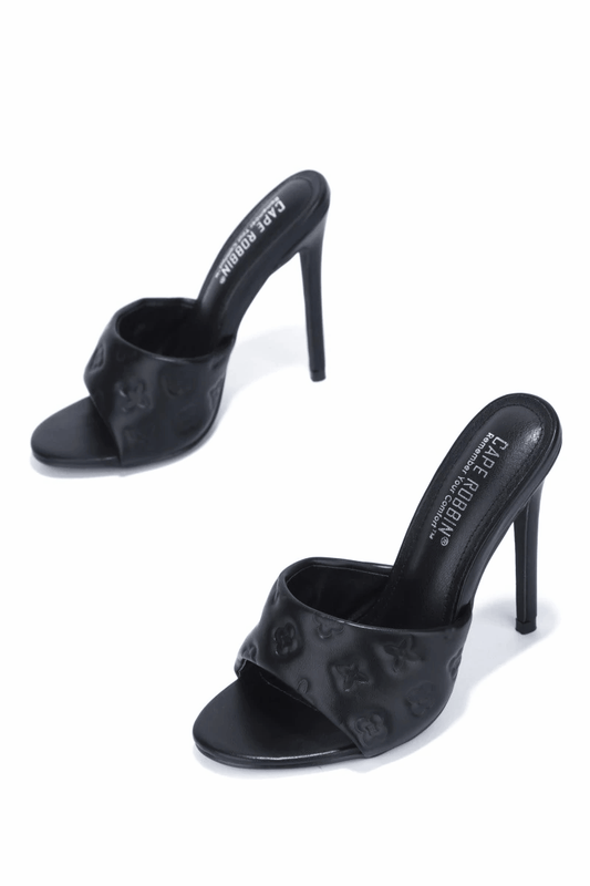 high heel slipper mule with imprinted stamped mate - RK Collections Boutique